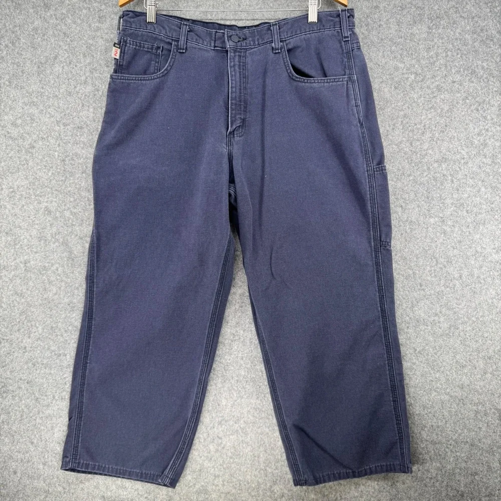 Carhartt FR Work Pants Mens 36x25 Navy Blue Flame Resistant Carpenter FRB159-DNY